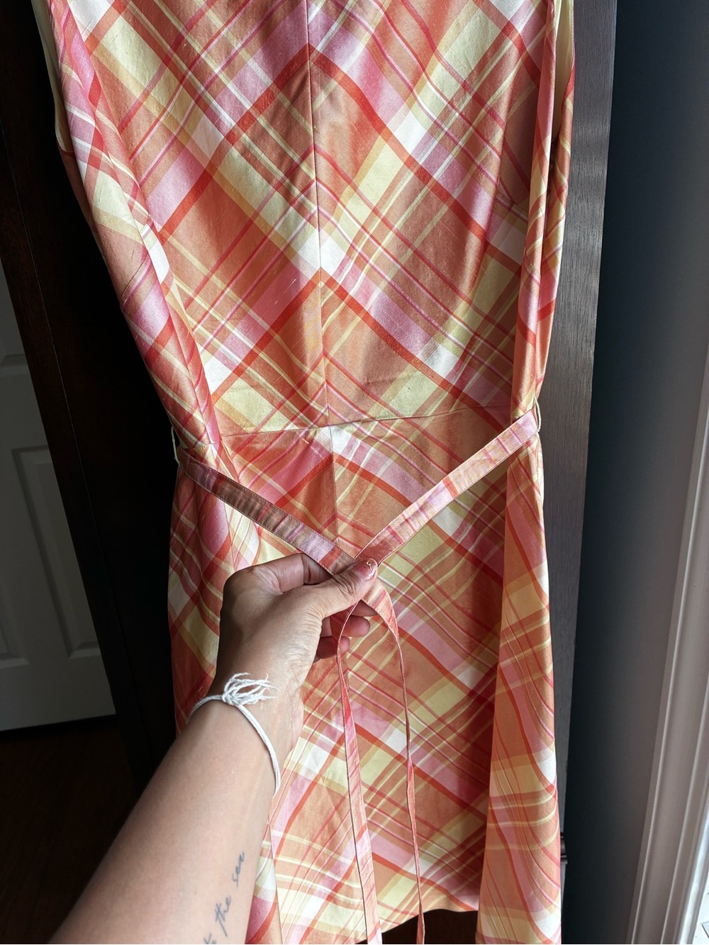 Vintage Linda Allard Ellen Tracy 100% Silk Plaid Dress Size 12 - Picture 4 of 9